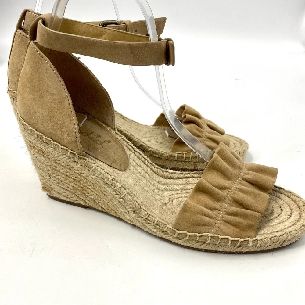 Splendid tan suede espadrille wedge 9.5